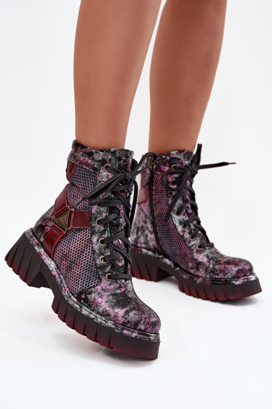 Kožené workery dámské Maciejka 07072-23 bordó 37