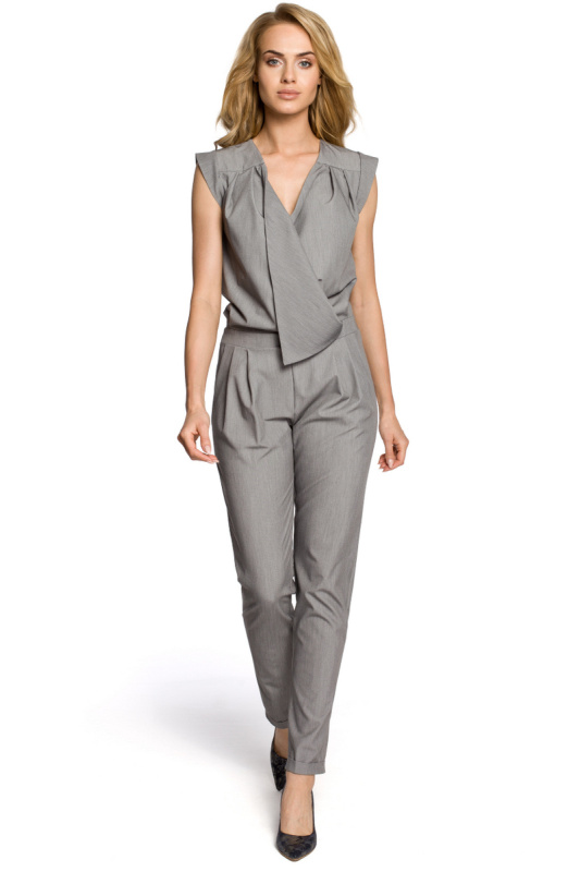 M196 Kombinéza bez rukávů a s drapérií - šedá EU S