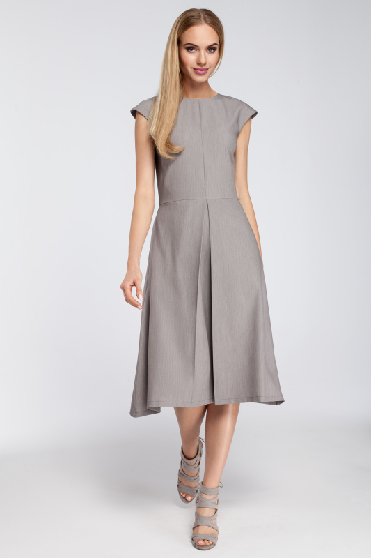 M296 Šaty s obrácenými záhyby - šedé EU S