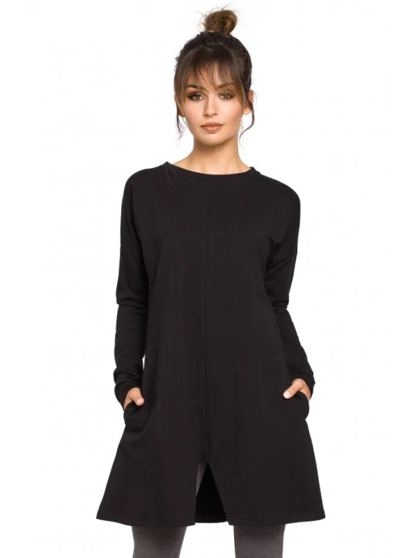 B042 Tunika s předním rozparkem - černá EU 2XL/3XL