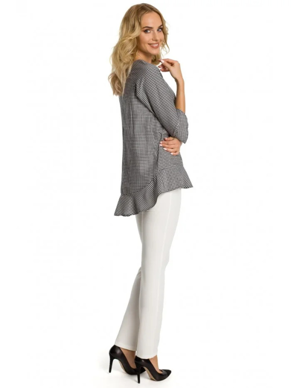 M350 Ginghamová halenka s volánem - černá EU S/M