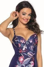 Dámské jednodílné plavky 47 Navy flowers plus - AVA 105E