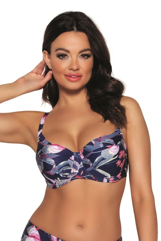 Horní díl plavek 173 Flowers - AVA tmavě modrá 75/I