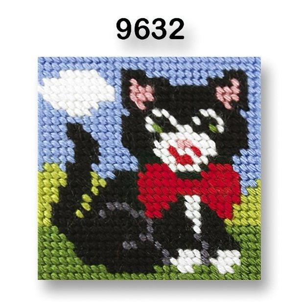 VTC Vyšívací sada s předtištěným motivem 70264/9632 kotě, černá, 10,5x10,5cm
