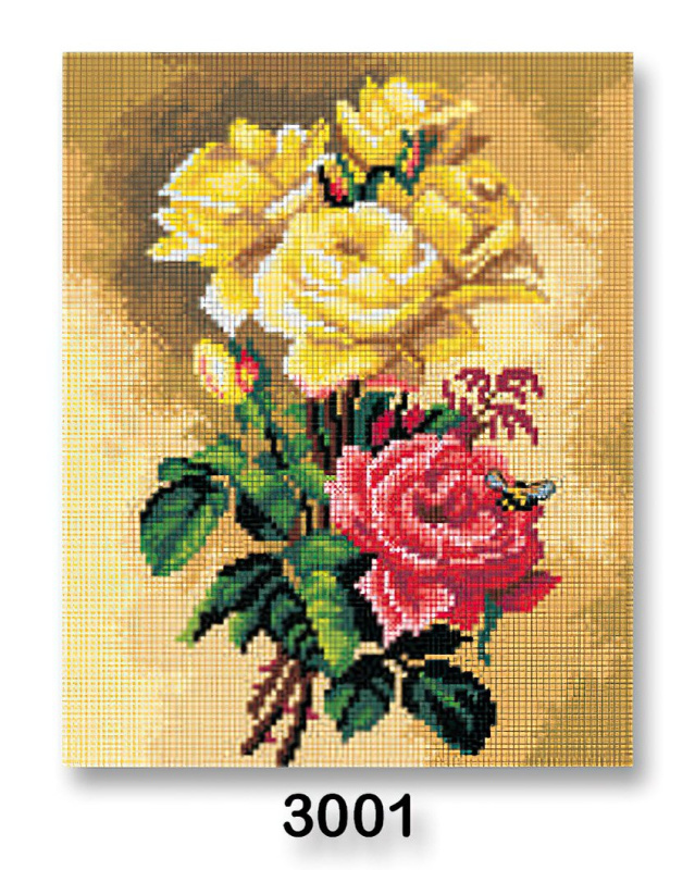 VTC Vyšívací předloha, obrázek na vyšívání 70240/3001, růže, béžová, 24x30cm