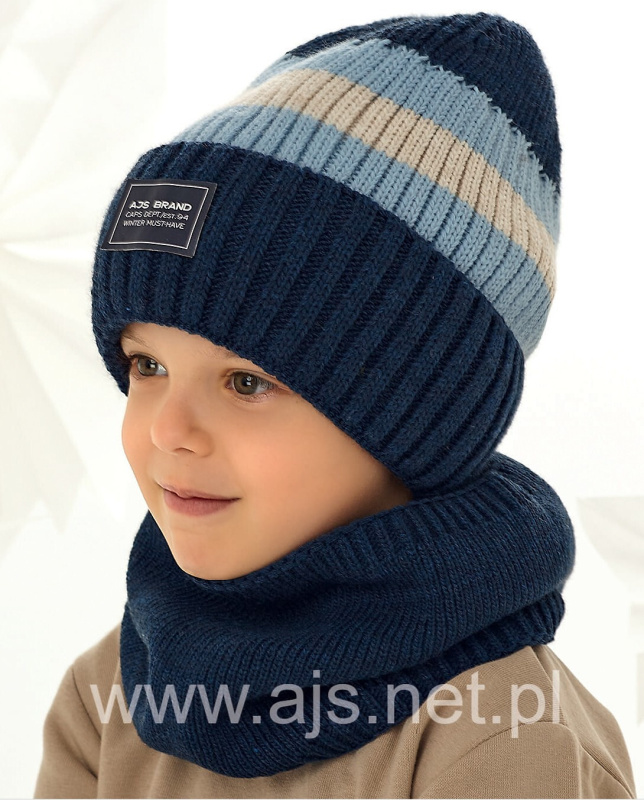 Chlapecká čepice AJS 48-408 grafit 52-56 cm