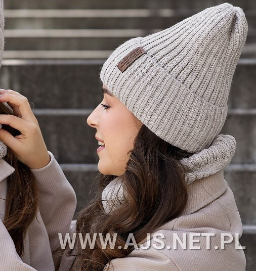 AJS 50-262 Dámský set čepice+kabát prášek 54-56 cm