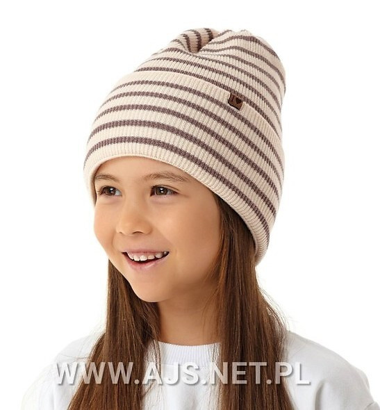 Dívčí čepice AJS 50-229 meruňkové světlo 52-56 cm
