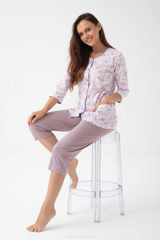 Pyžamo Luna 388 3/4 4XL Z25/26 dámské rozepínací modrá 4XL