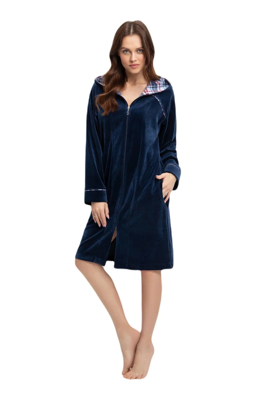 Luna 389 Velur M-2XL Z24 dámský župan Indigo XL