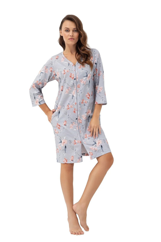 Dámský župan Luna 392 M-2XL L24 tmavě modré květiny M