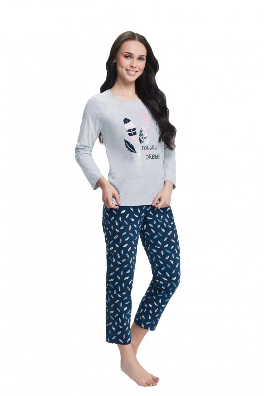 Dámské pyžamo 612 grey plus - Luna šedá 4XL