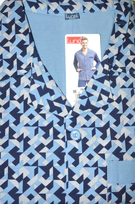 Pánské rozepínané pyžamo Luna 797 3XL-4XL modrá 3xl