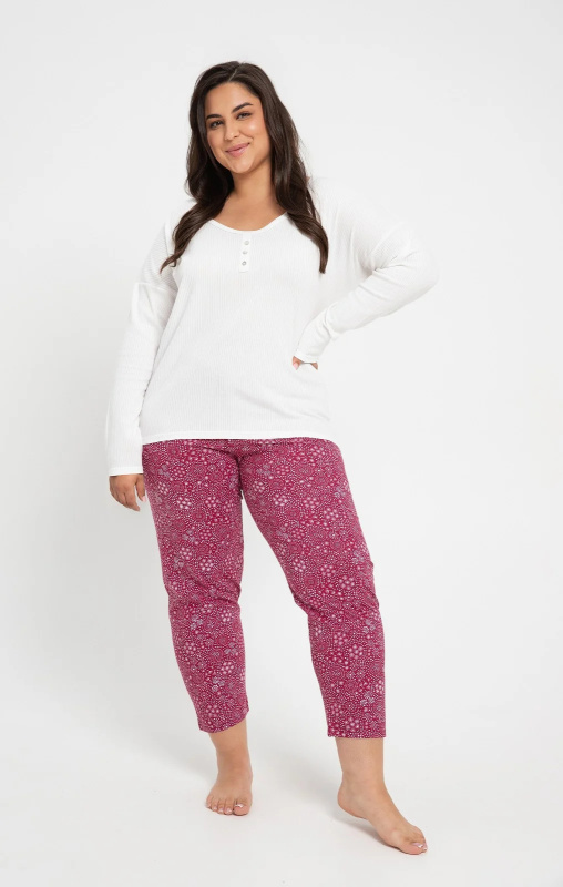 Pyžamo Taro Estella 3005 3/4 2XL-3XL dámskéZ24 Krémový XXL