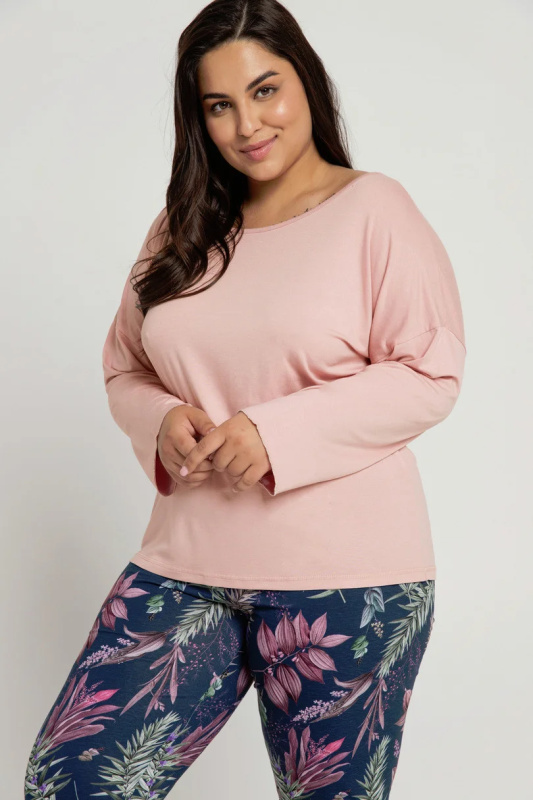 3013 DÁMSKÉ PYŽAMO VIVIAN 2XL-3XL pudrově růžová 2XL