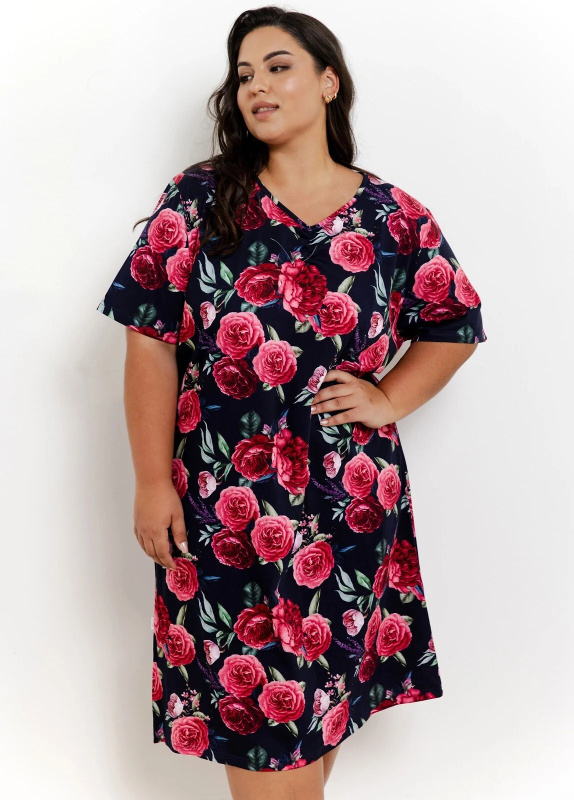Košile Taro Claire 3358 kr/r 2XL-3XL W25 dámská tmavě modré květiny XXL