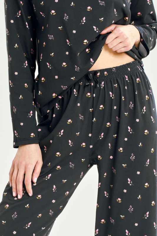3440 DÁMSKÉ DLOUHÉ PYŽAMO MINA S-XL tmavě modrá L