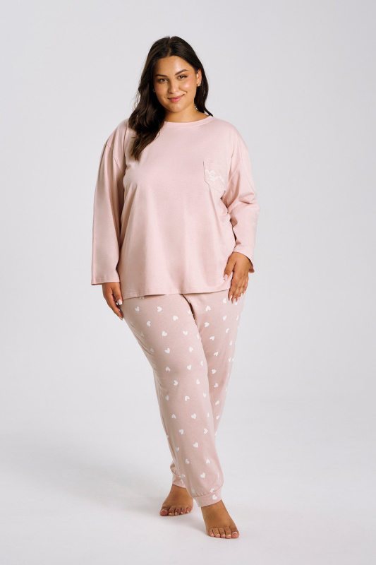 3468 DÁMSKÉ DLOUHÉ PYŽAMO NORI 2XL-3XL růžová 3XL