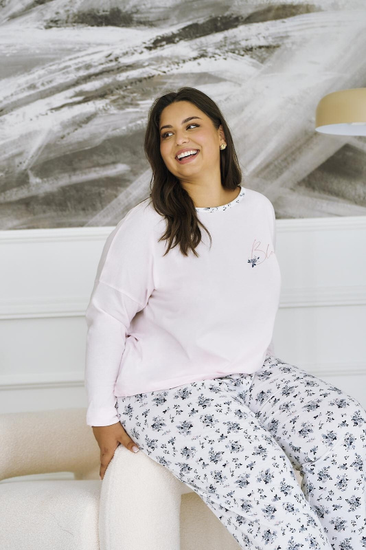 Taro Ella 3466 long/r 4XL-6XL Z25/26 dámské pyžamo růžová 6XL