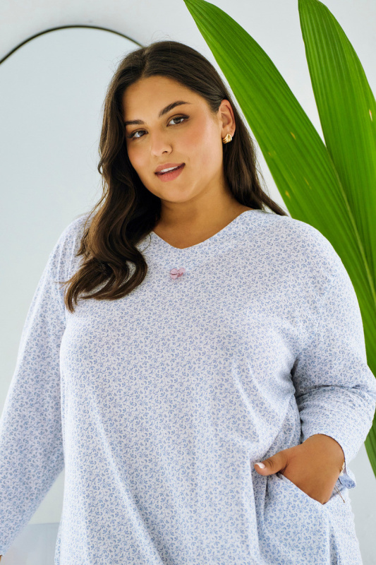 3464 NOČNÍ KOŠILE DEBORA 2XL-4XL modrá 2XL