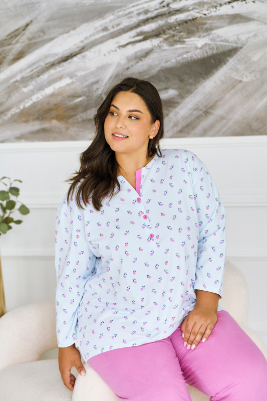 3462 DÁMSKÉ DLOUHÉ PYŽAMO YOLANDA 2XL-4XL modrá 4XL