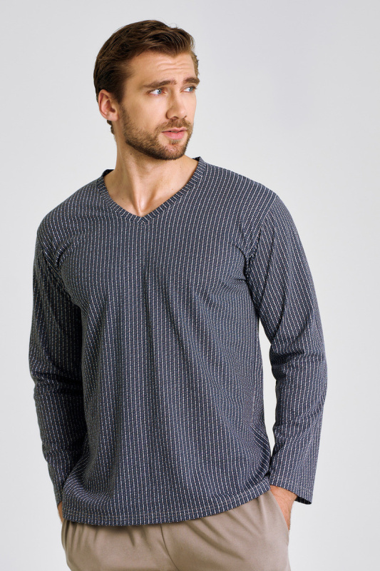3482 PÁNSKÉ DLOUHÉ PYŽAMO LUCA 3XL-4XL GRAFIT 4XL