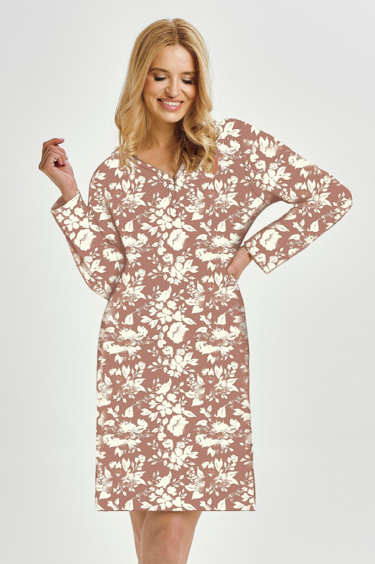 Taro Grace 3480 long/r S-XL Z25/26 dámské tričko hnědý květ M