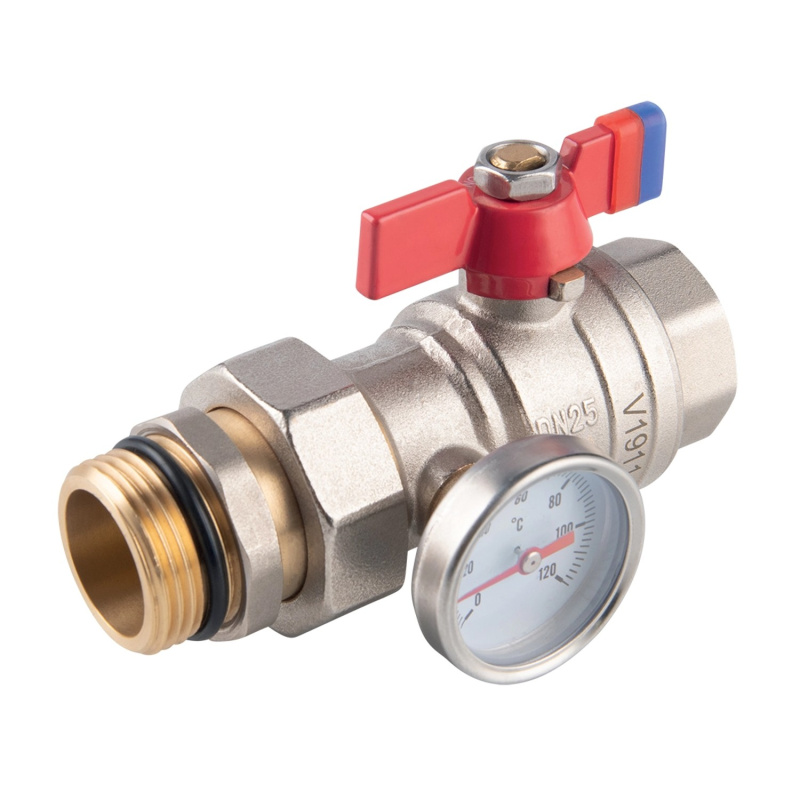 Ferro Kulový kohout s teploměrem KFPS3T, motýlek ŠM 1"