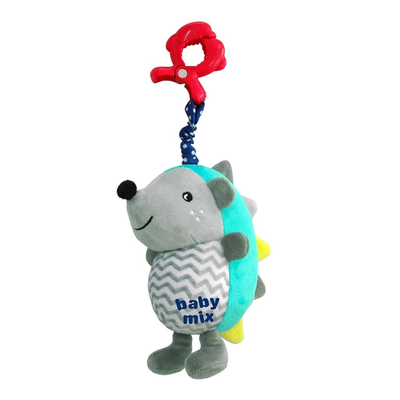 Plyšový ježek se zvukem a klipem BABY MIX, modro‑šedý