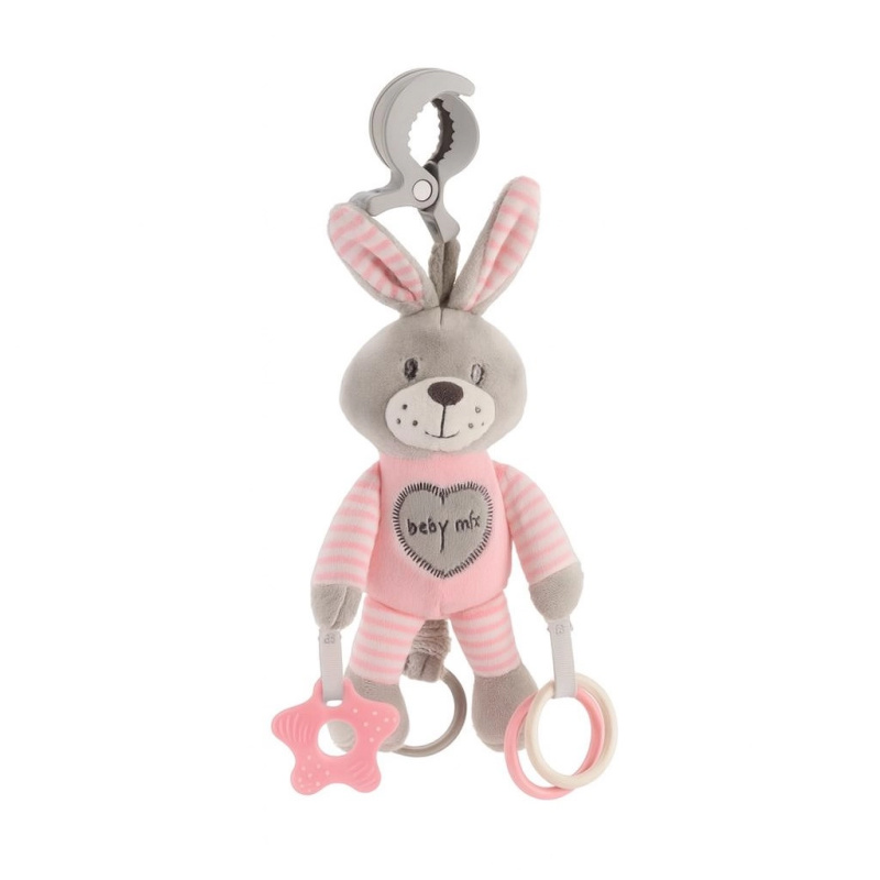 Plyšová vibrační hračka s klipem Baby Mix králík růžový 22 cm