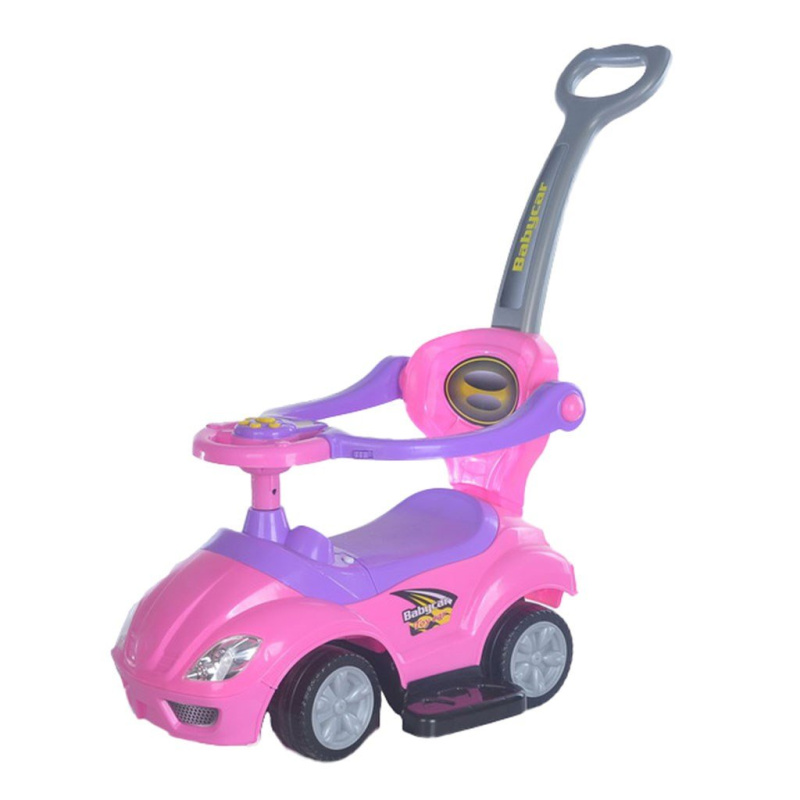 Dětské odrážedlo s vodicí tyčí 3v1 BABY MIX Mega Car růžové