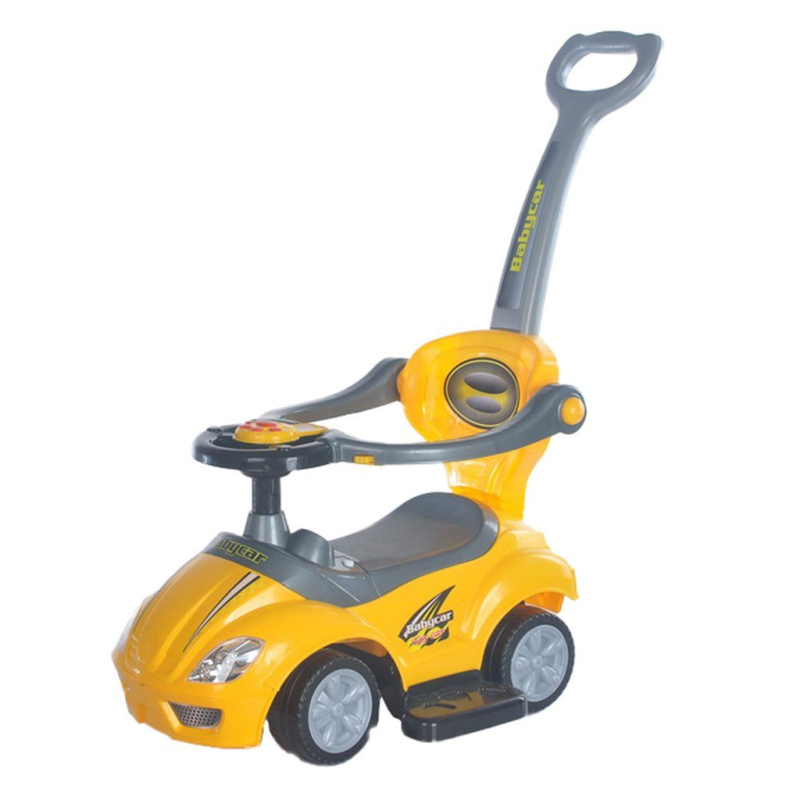Dětské odrážedlo s vodicí tyčí 3v1 BABY MIX Mega Car – žluté