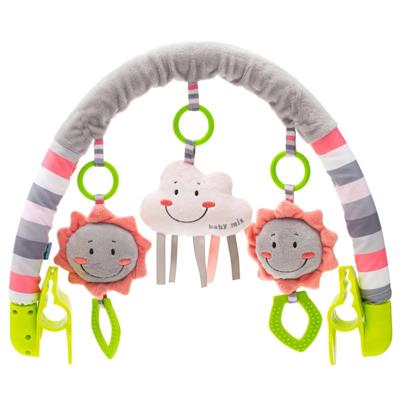 Hrazdička na kočárek BABY MIX obláček s plyšovými hračkami