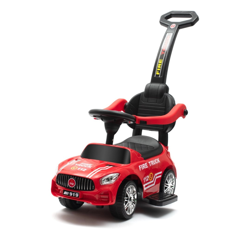 Dětské odrážedlo s vodicí tyčí BABY MIX hasiči, červené