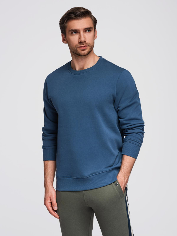 Ombre Men's BASIC sweatshirt with round neckline - navy blue