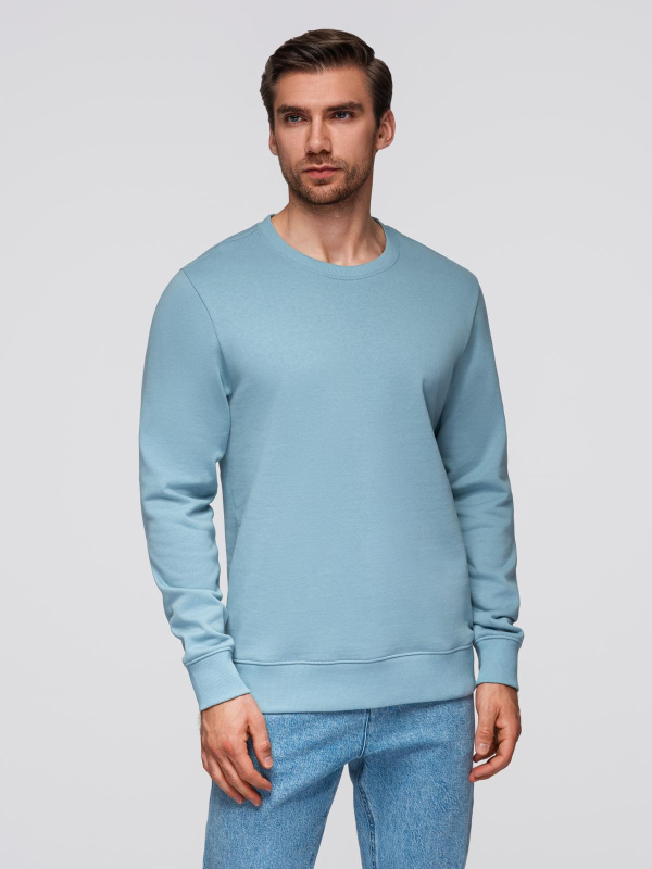 Ombre BASIC men's sweatshirt with round neckline - blue