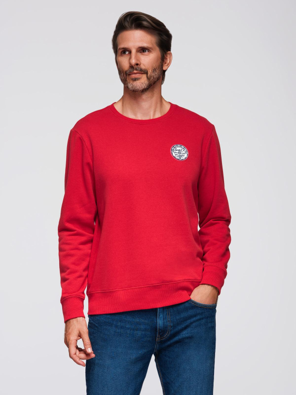 Ombre Men's non-stretch sweatshirt with college style patch - red