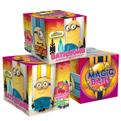 Minions Bath Bomb šumivá koule do koupele Raspberry 1 ks