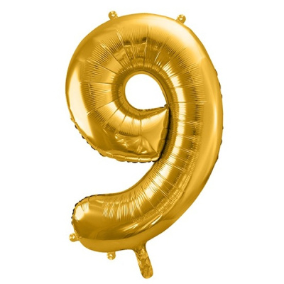 Balónek fóliový 86 cm "9" zlatá 1 ks