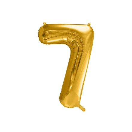 PartyDeco Balón fóliový číslo "7", 35 cm, zlatý