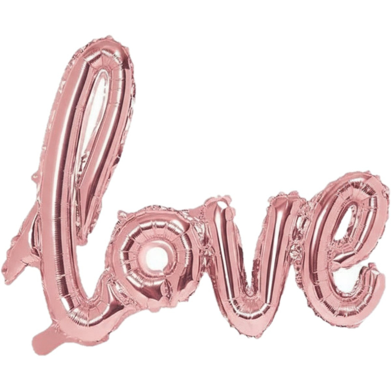PartyDeco Foliový balón love, růžovo-zlatý, 73×59 cm