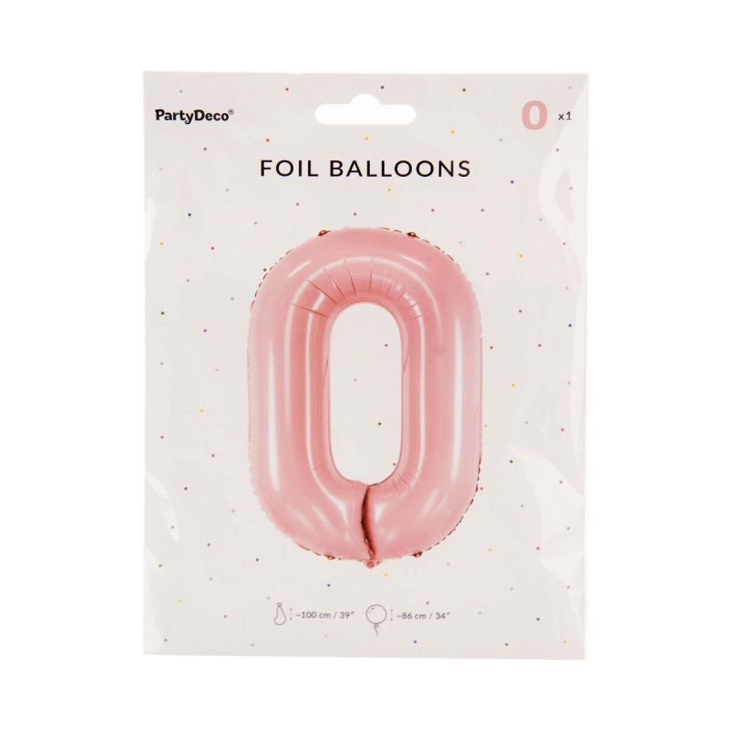 Fóliový balónek číslo 0 růžový 86 cm