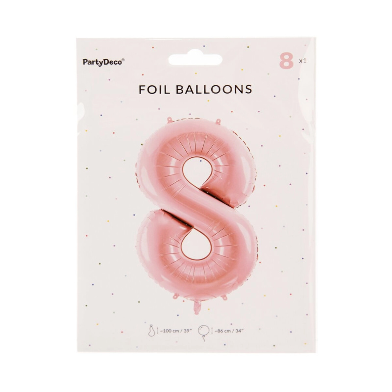 Fóliový balónek číslo 8 růžový 86 cm