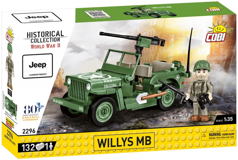 COBI 2296 World War II Americký ozbrojený terénní automobil Jeep Willys MB 1:35
