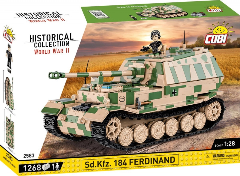 COBI 2583 World War II Německý těžký stíhač tanků Panzerjäger Tiger (P) Sd.Kfz.184 Ferdinand 1:28
