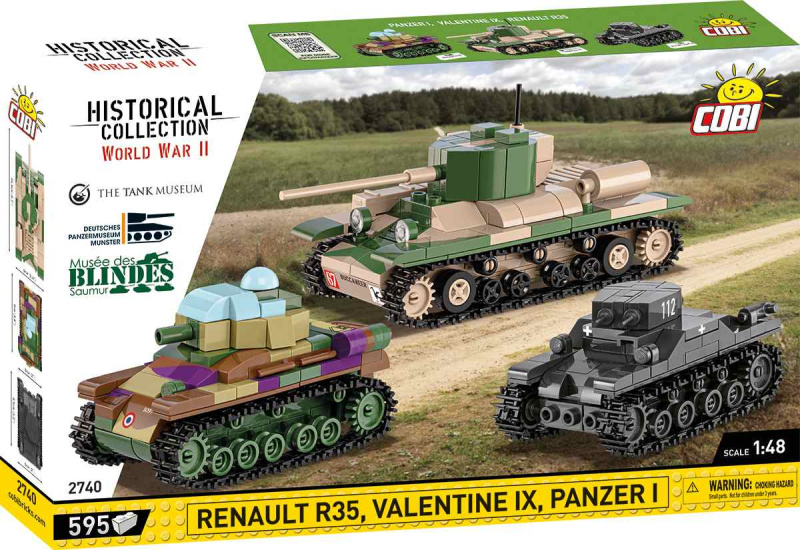 COBI 2740 World War II 1:48 Set tanků Renault R35, Valentine IX a Penzer I
