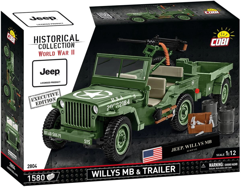 Cobi 2804 willys mb s přívěsem 1:12, 1580 k executive edition