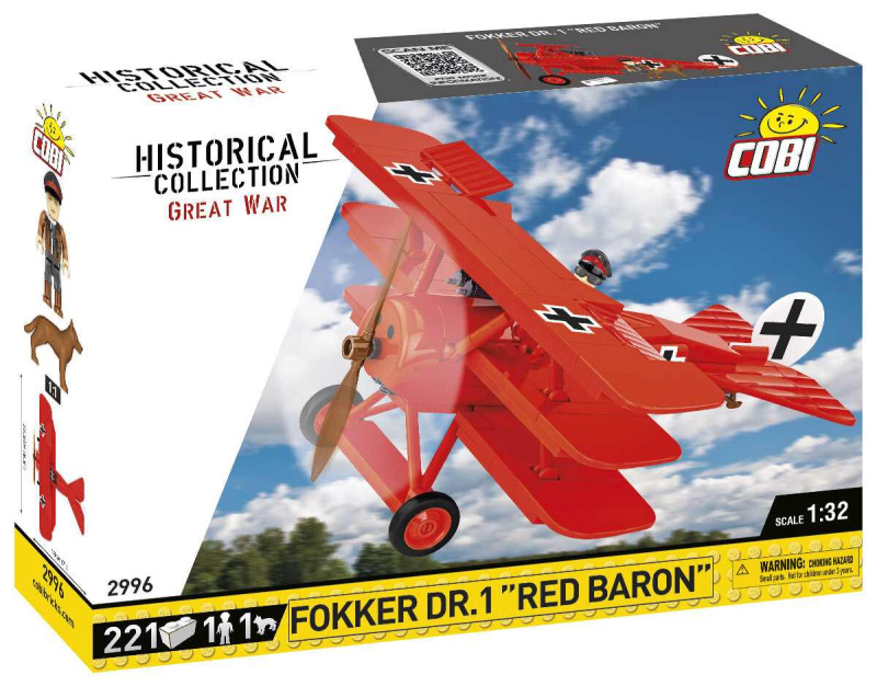 COBI 2996 Great War Fokker Dr. I Red Baron, 1:32, 206 k, 1 f