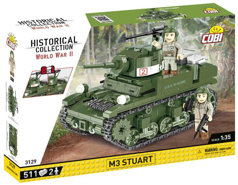 Cobi 3129 World War II Americký lehký tank M3 Stuart 1:35