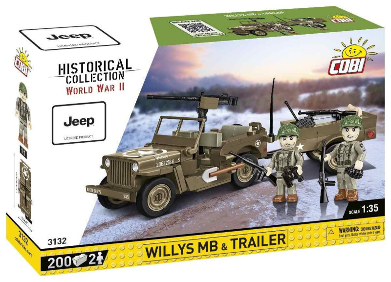 Cobi II WW Willys MB s přívěsem
